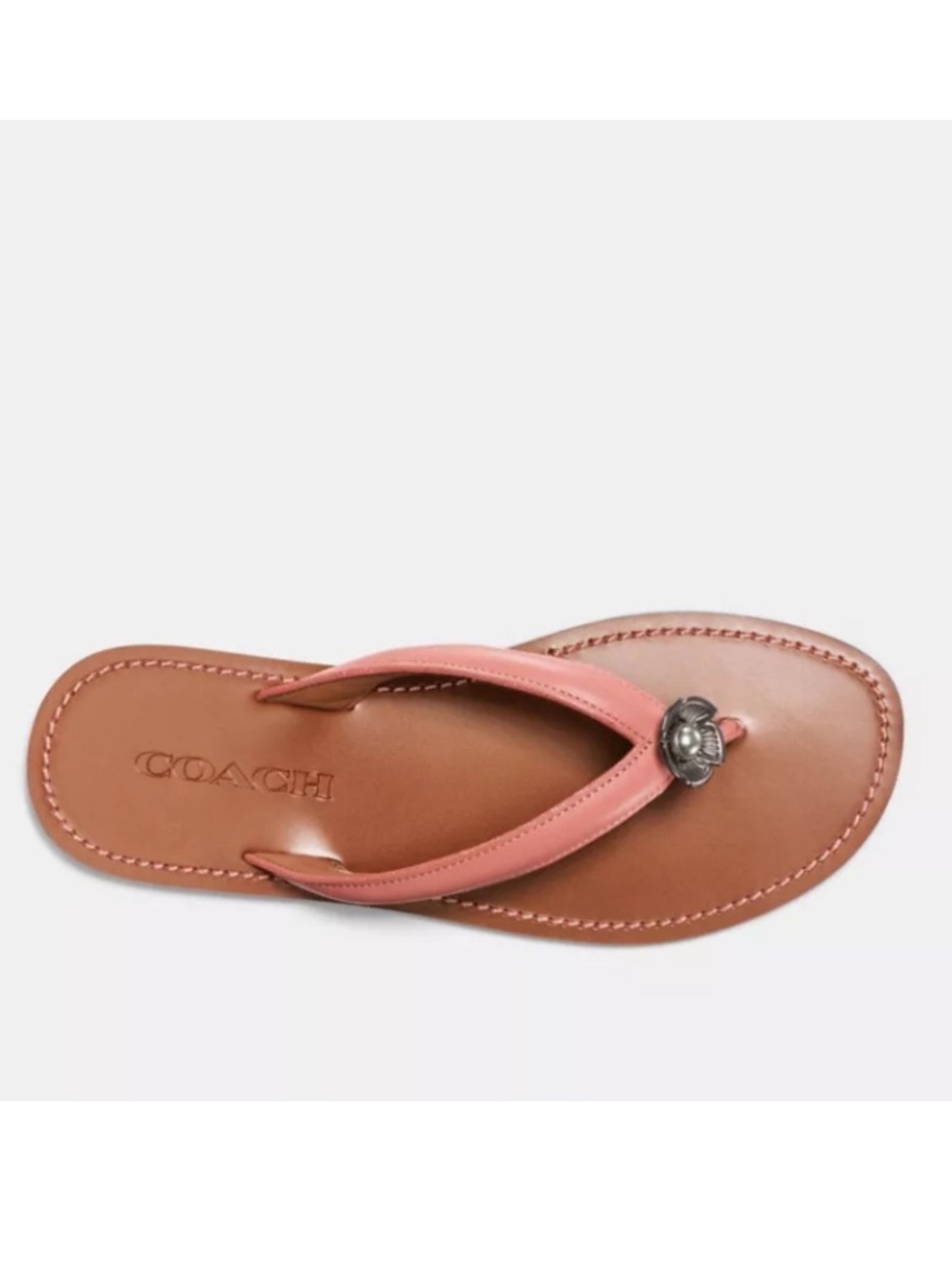 COACH TEA ROSE LEATHER FLIP FLOP